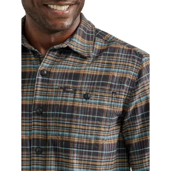 Lee Mens Extreme Motion Flannel Working West ShirtCharcoal Plaid