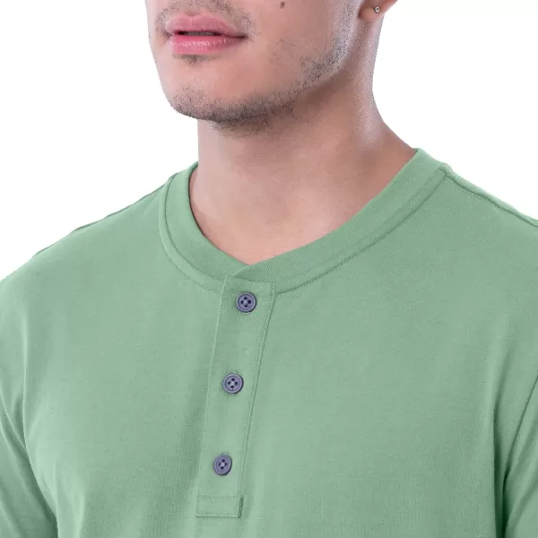 Lee Mens Short Sleeve Soft Washed Cotton Henley TShirtBasil