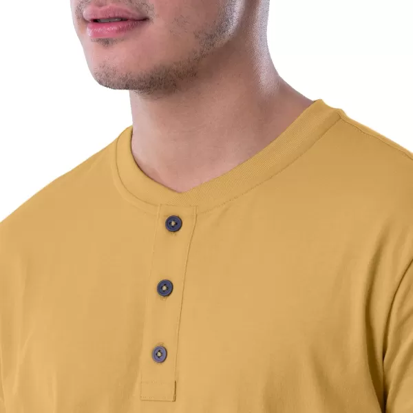 Lee Mens Short Sleeve Soft Washed Cotton Henley TShirtYellow