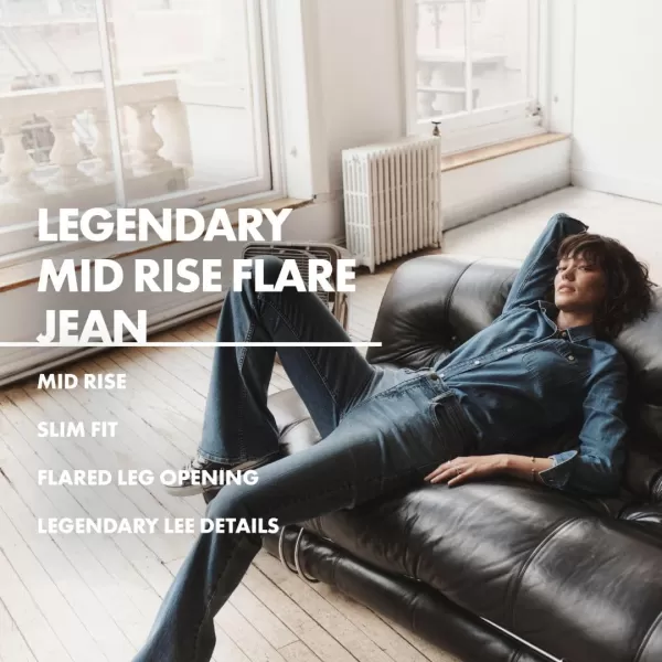 Lee Womens Legendary Mid Rise Flare JeanBlurred Darks