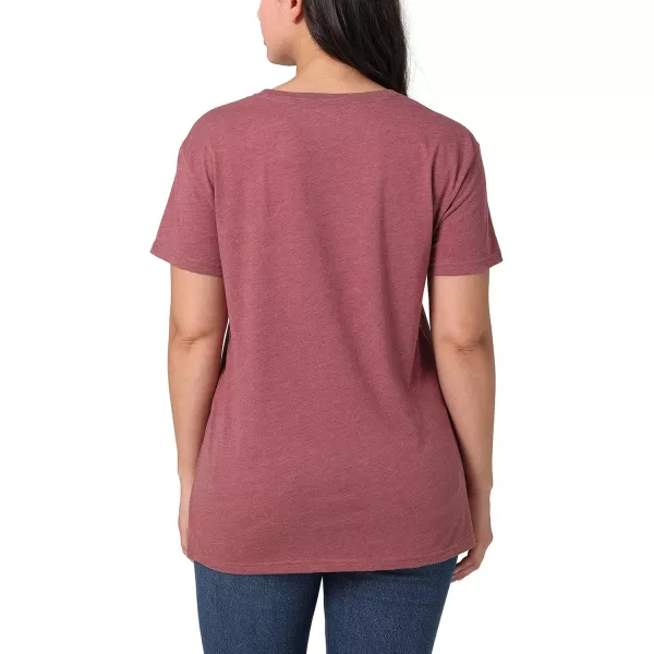 Lee Womens Legendary Scoop Neck Short Sleeve Boyfriend TeeBurgundy Heather