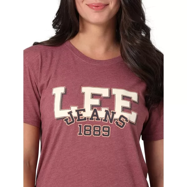 Lee Womens Legendary Scoop Neck Short Sleeve Boyfriend TeeBurgundy Heather