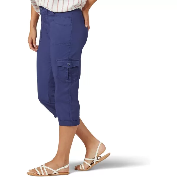 Lee Womens Misses Relaxed Fit Austyn Knit Waist Cargo Capri PantInk Blue