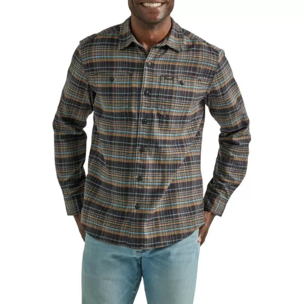 Lee Mens Extreme Motion Flannel Working West ShirtCharcoal Plaid