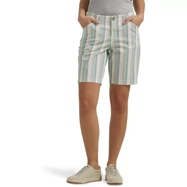 Lee Womens Legendary 9 Chino Bermuda ShortFort Green Stripe