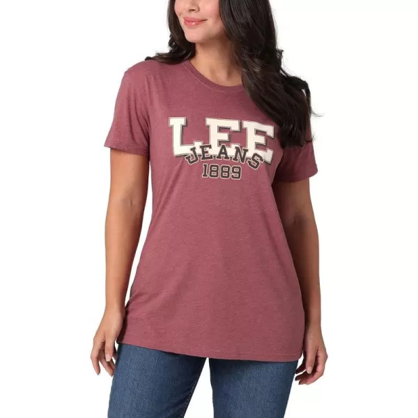 Lee Womens Legendary Scoop Neck Short Sleeve Boyfriend TeeBurgundy Heather