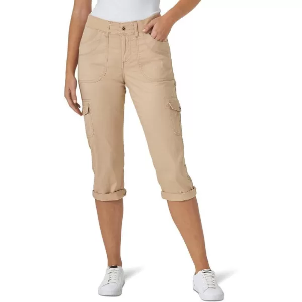 Lee Womens Misses Relaxed Fit Austyn Knit Waist Cargo Capri PantCaf