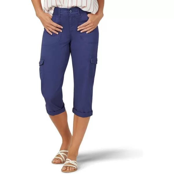 Lee Womens Misses Relaxed Fit Austyn Knit Waist Cargo Capri PantInk Blue