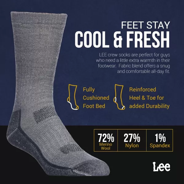 Lee Heavyweight Long Cushion Boot Socks for Men  Crew Socks for Work Size 612BlackGreyBlack