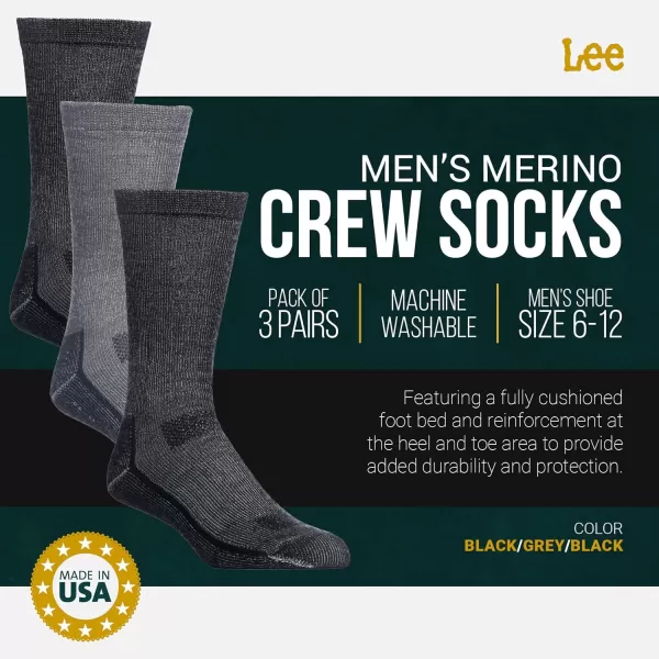 Lee Heavyweight Long Cushion Boot Socks for Men  Crew Socks for Work Size 612BlackGreyBlack