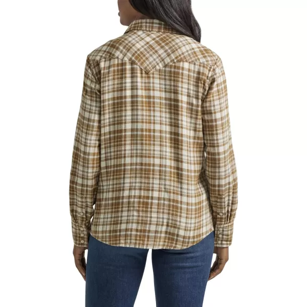 Lee Womens Legendary Slim Fit Western Snap ShirtNeutral Multi Plaid