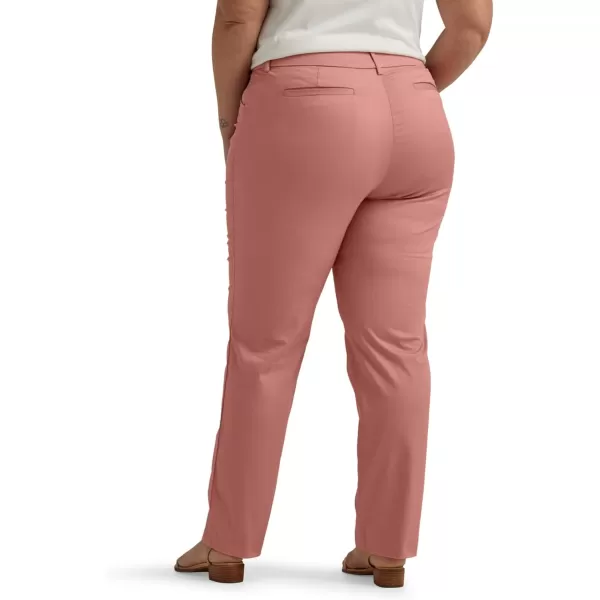 Lee Womens Plus Size Wrinkle Free Relaxed Fit Straight Leg PantMallory  Med PinkRose