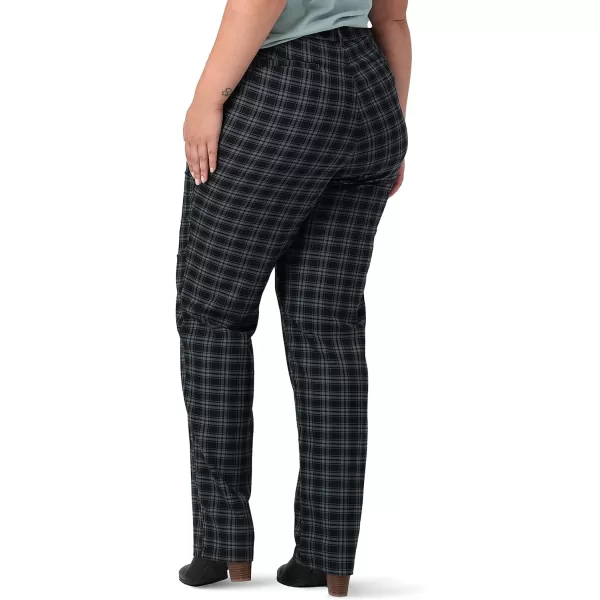 Lee Womens Plus Size Wrinkle Free Relaxed Fit Straight Leg PantUnionall BlackGray Houndstooth