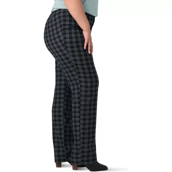 Lee Womens Plus Size Wrinkle Free Relaxed Fit Straight Leg PantUnionall BlackGray Houndstooth