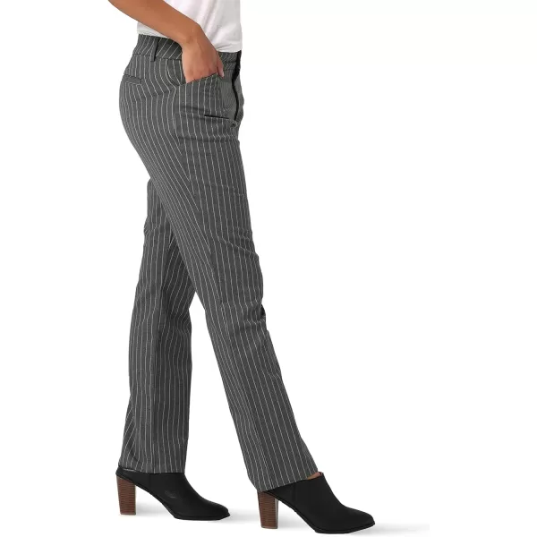 Lee Womens Wrinkle Free Relaxed Fit Straight Leg PantCharcoalEcru Stripe