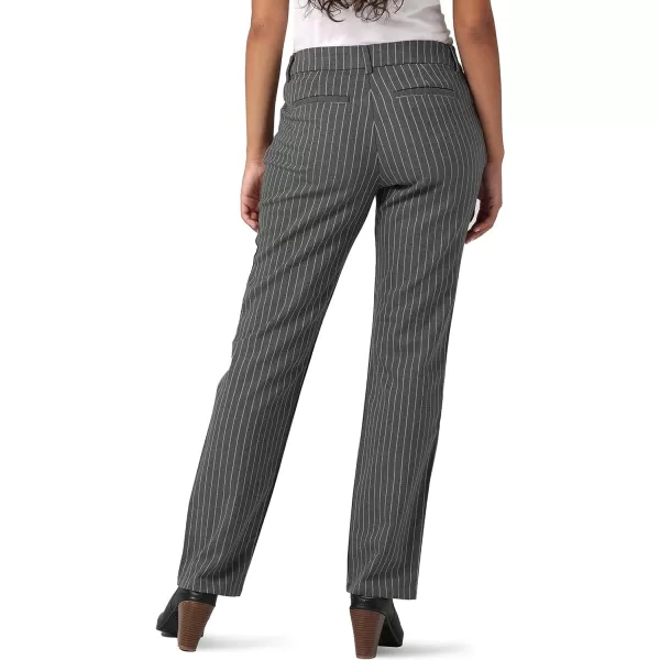 Lee Womens Wrinkle Free Relaxed Fit Straight Leg PantCharcoalEcru Stripe