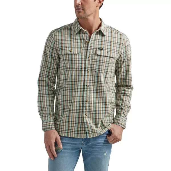 Lee Mens Extreme Motion All Purpose Long Sleeve Worker ShirtStone Mill Plaid