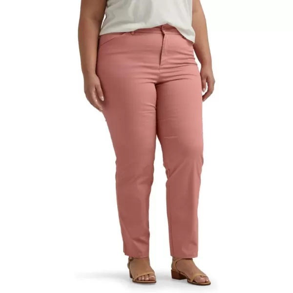 Lee Womens Plus Size Wrinkle Free Relaxed Fit Straight Leg PantMallory  Med PinkRose