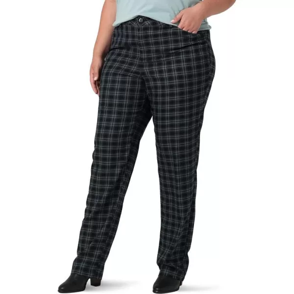 Lee Womens Plus Size Wrinkle Free Relaxed Fit Straight Leg PantUnionall BlackGray Houndstooth