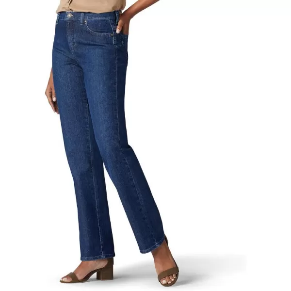 Lee Womens Petite Relaxed Fit Straight Leg JeanMeridian Blue