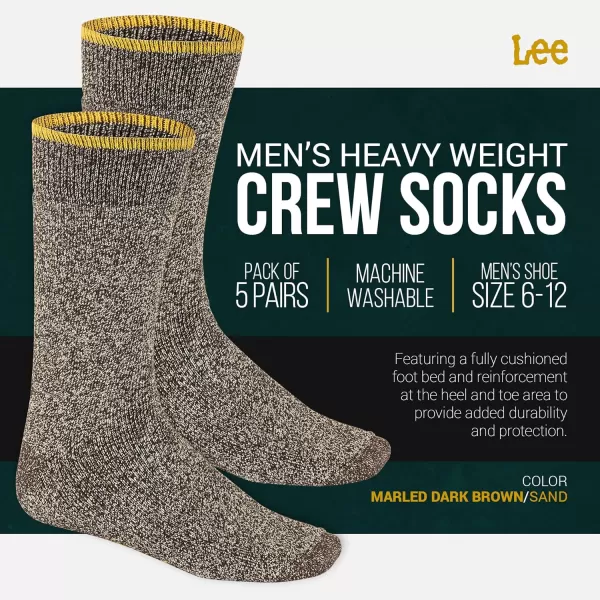 Lee Heavyweight Long Cushion Boot Socks for Men  Crew Socks for Work Size 612Dark BrownSand