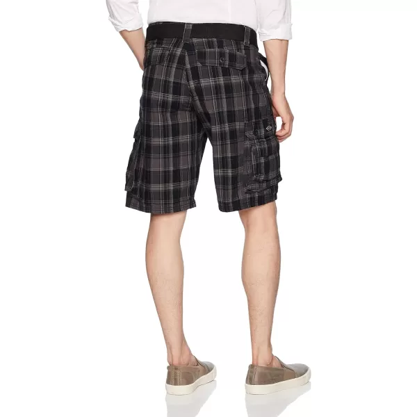 Lee Mens Big  Tall New Belted Wyoming Cargo ShortBlack Clifton Plaid