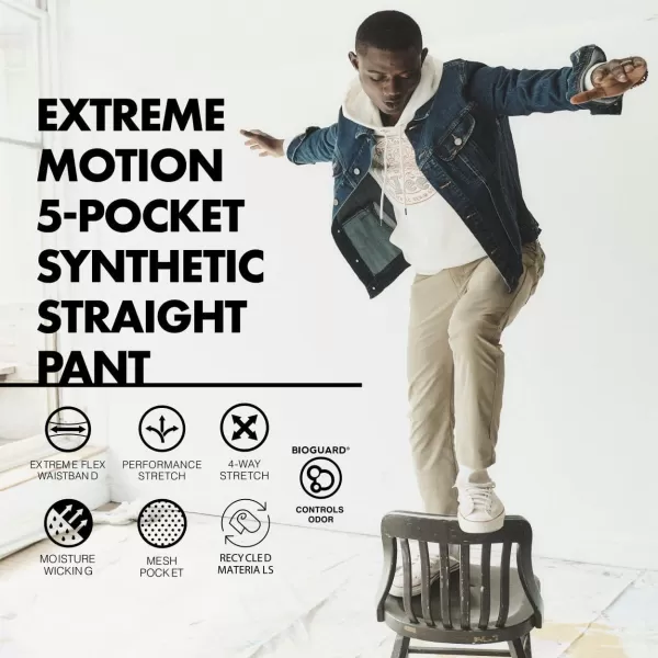 Lee Mens Extreme Motion 5Pocket Synthetic Straight PantCharcoal