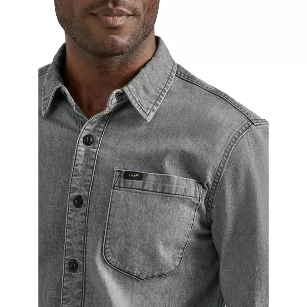 Lee Mens Extreme Motion All Purpose Long Sleeve Worker ShirtGray Denim