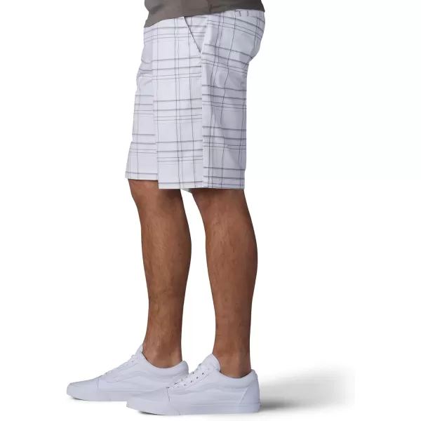 Lee Mens Extreme Motion Flat Front ShortWhite Plaid