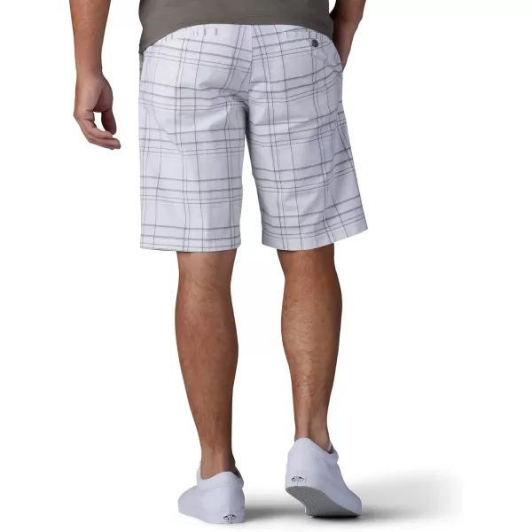 Lee Mens Extreme Motion Flat Front ShortWhite Plaid