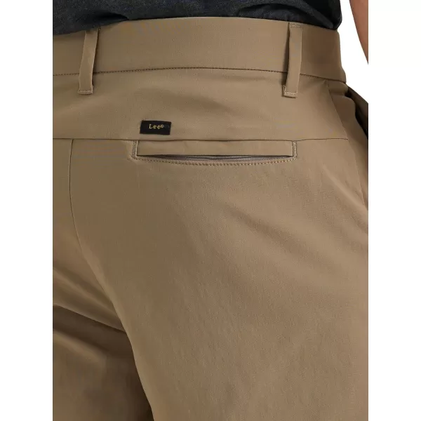 Lee Mens Extreme Motion Regular Fit Synthetic Flat Front ShortTawny Brown