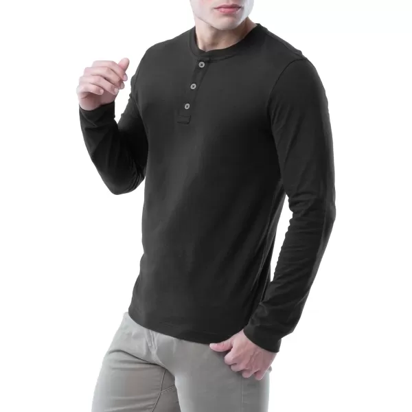 Lee Mens Long Sleeve Soft Washed Cotton Henley TShirtBlack