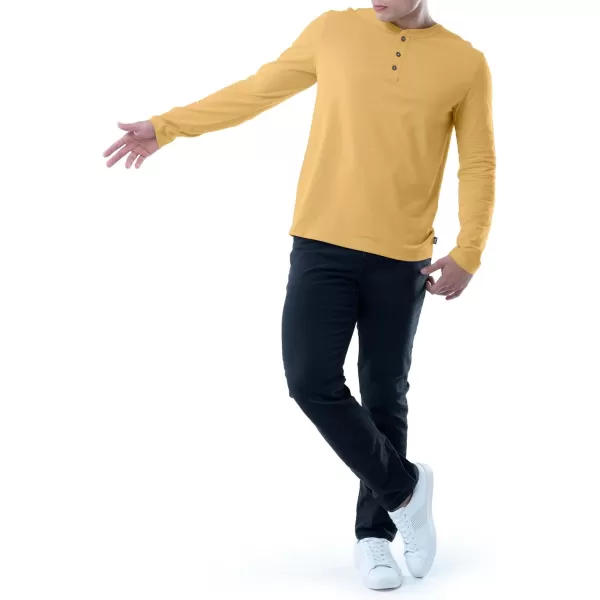 Lee Mens Long Sleeve Soft Washed Cotton Henley TShirtYellow