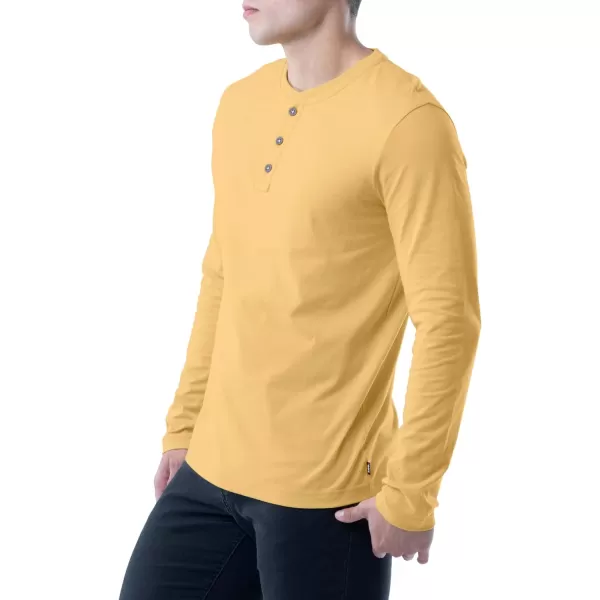 Lee Mens Long Sleeve Soft Washed Cotton Henley TShirtYellow