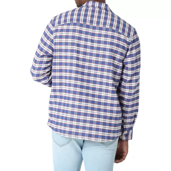 Lee Mens Workwear Loose Fit Long Sleeve ButtonDown OvershirtAnthem Blue Plaid Flannel