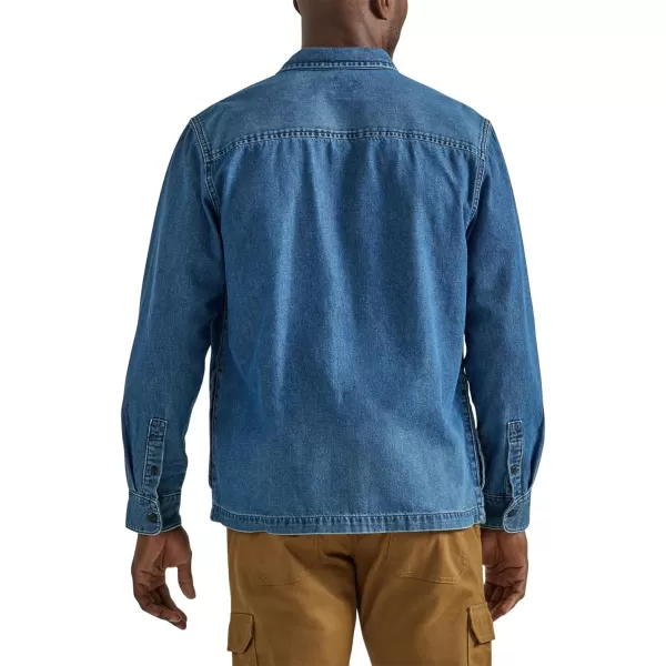 Lee Mens Workwear Loose Fit Long Sleeve ButtonDown OvershirtBlue Denim Mid Wash