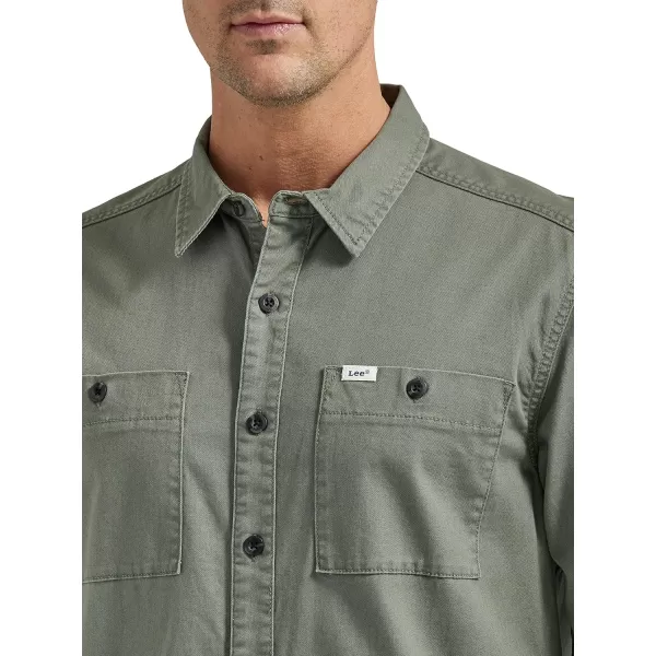 Lee Mens Workwear Loose Fit Long Sleeve ButtonDown OvershirtFort Green