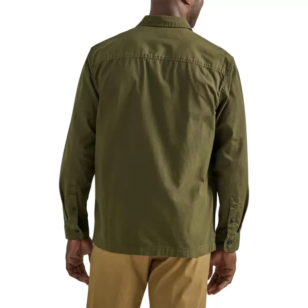 Lee Mens Workwear Loose Fit Long Sleeve ButtonDown OvershirtKale Olive Green Canvas