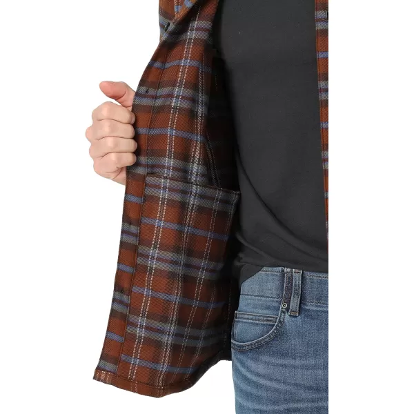 Lee Mens Workwear Loose Fit Long Sleeve ButtonDown OvershirtLight Umber Plaid