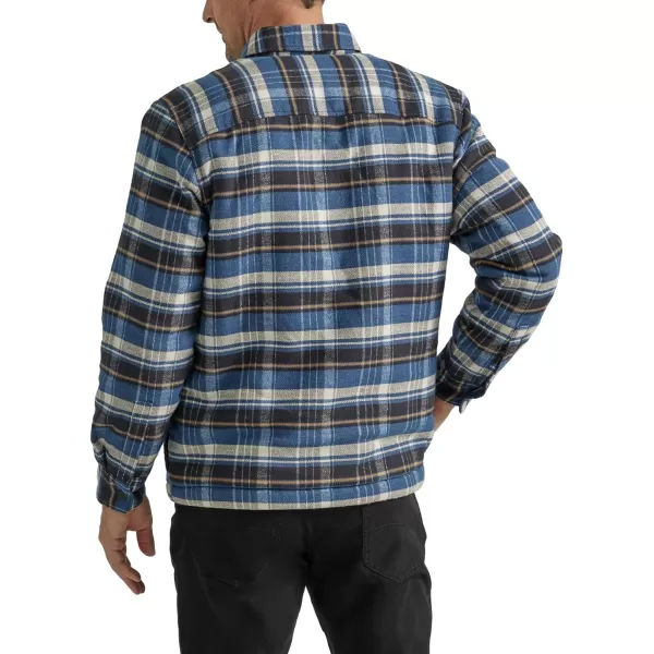 Lee Mens Workwear Loose Fit Long Sleeve ButtonDown OvershirtSherpa Lined Blue Plaid