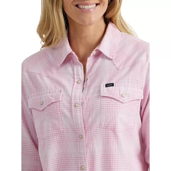 Lee Womens Legendary Slim Fit Western Snap ShirtSugar Lilac Grid Plaid