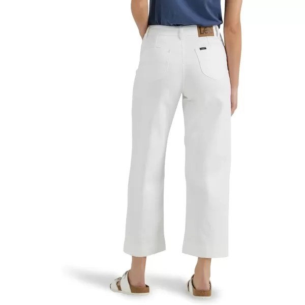 Lee Womens Legendary Wide Leg Seamed Crop Capri JeanBright White