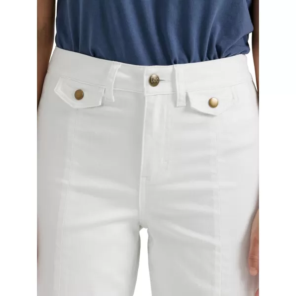 Lee Womens Legendary Wide Leg Seamed Crop Capri JeanBright White