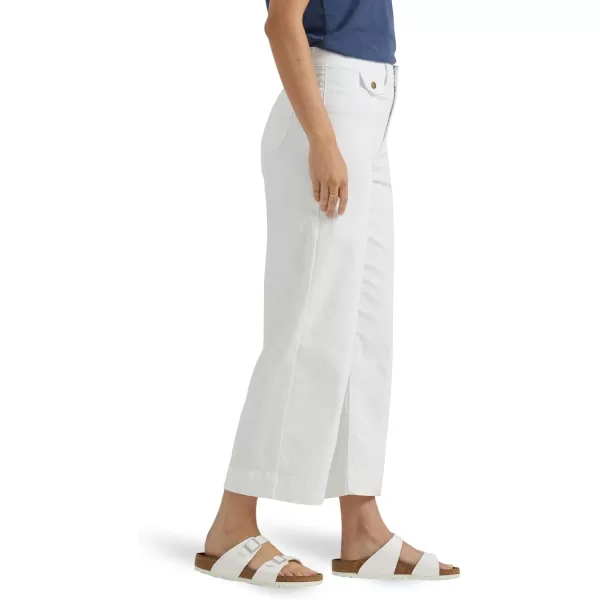 Lee Womens Legendary Wide Leg Seamed Crop Capri JeanBright White