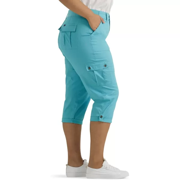 Lee Womens Plus Size Ultra Lux Comfort with Flextogo Cargo Capri PantBay Blue