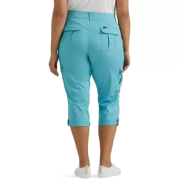 Lee Womens Plus Size Ultra Lux Comfort with Flextogo Cargo Capri PantBay Blue