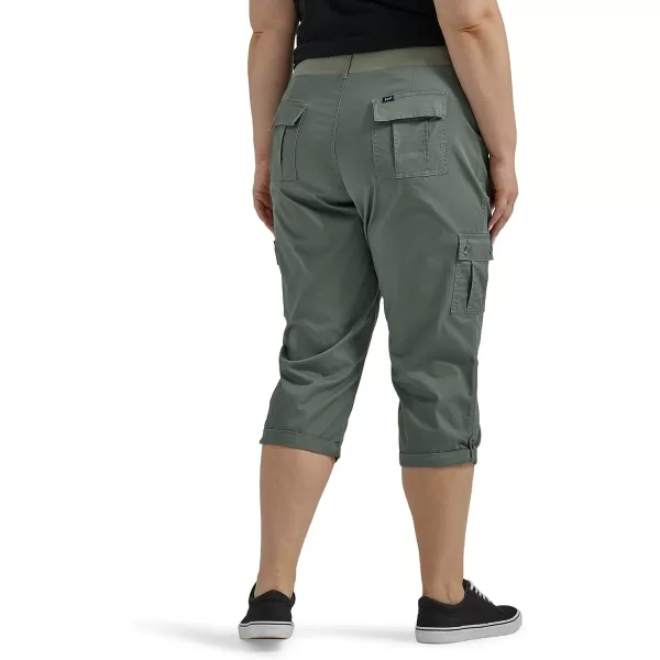 Lee Womens Plus Size Ultra Lux Comfort with Flextogo Cargo Capri PantFort Green