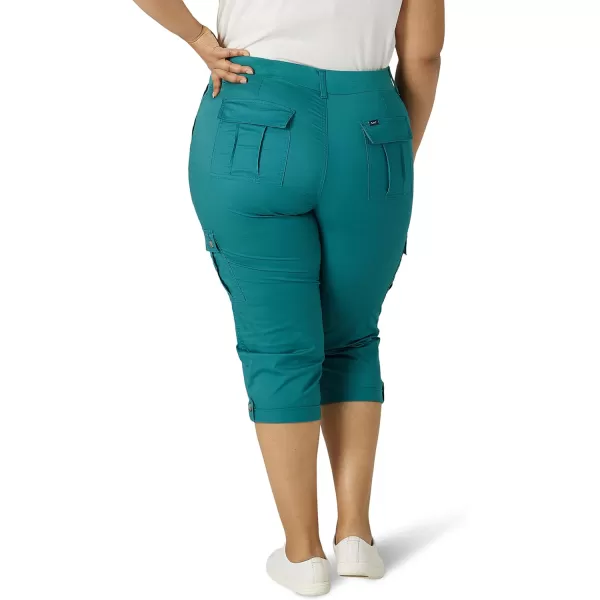 Lee Womens Plus Size Ultra Lux Comfort with Flextogo Cargo Capri PantMidway Teal