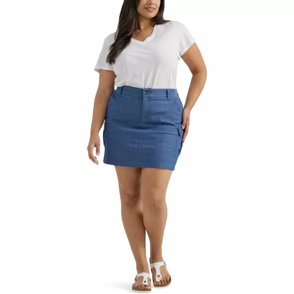 Lee Womens Plus Size Ultra Lux Comfort with Flextogo Cargo SkortChambray