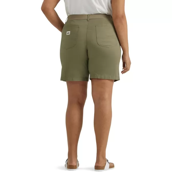 Lee Womens Plus Size Ultra Lux Comfort with Flextogo Utility Bermuda ShortDeep Lichen Green